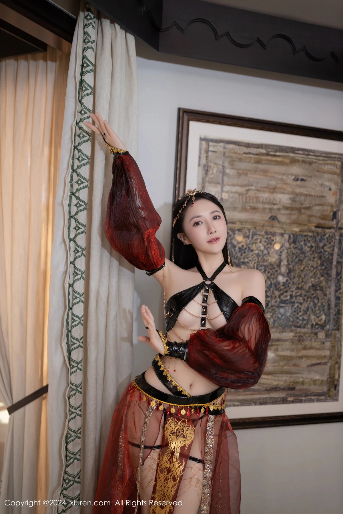 模特鱼子酱Fish性感舞娘薄纱露黑色情趣内衣秀完美身材诱惑写真80P-第1章-图片1