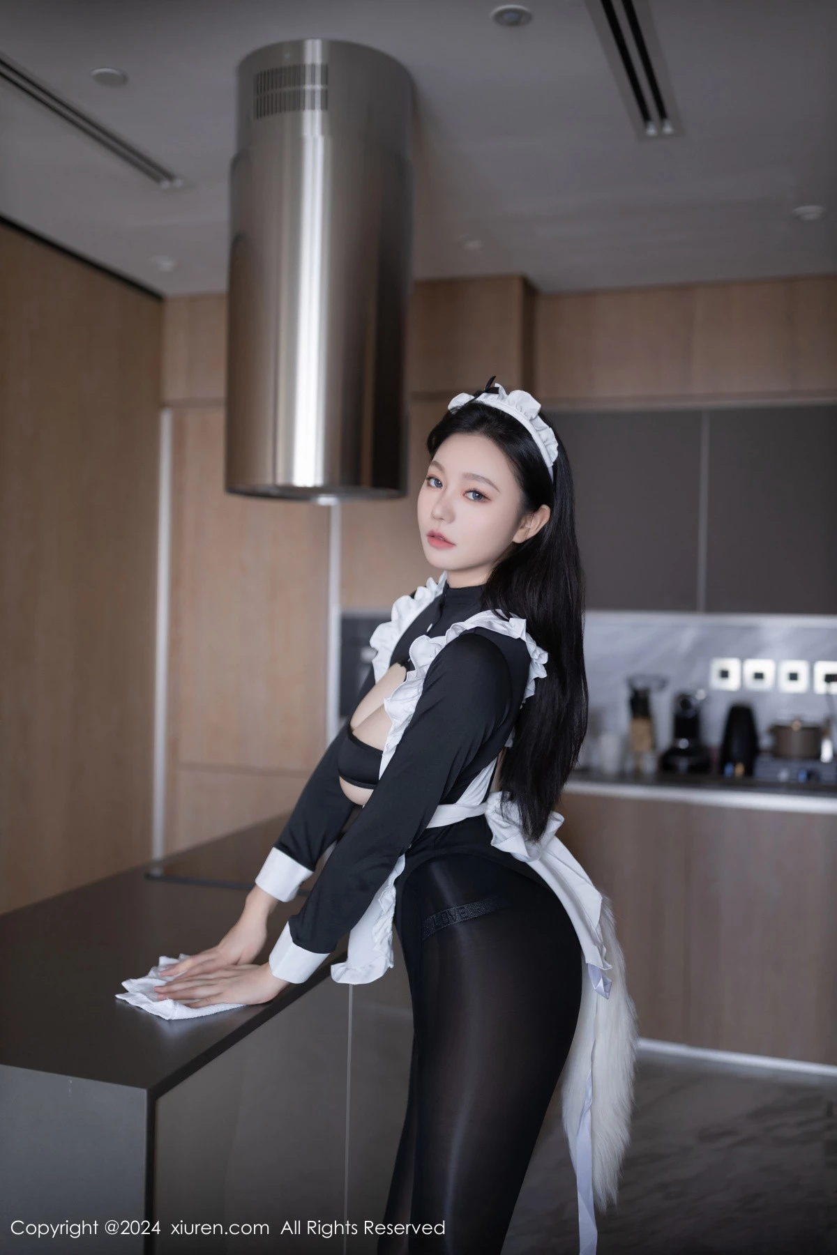 模特安然anran性感黑色女仆服饰配黑丝裤袜秀柔美身段诱惑写真80P-第1章-图片2