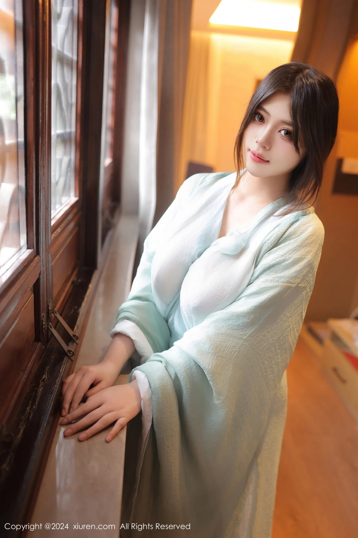 模特蛋蛋宝私房性感绿色古装服饰配超薄肉丝秀丰腴身姿诱惑写真83P-第1章-图片1