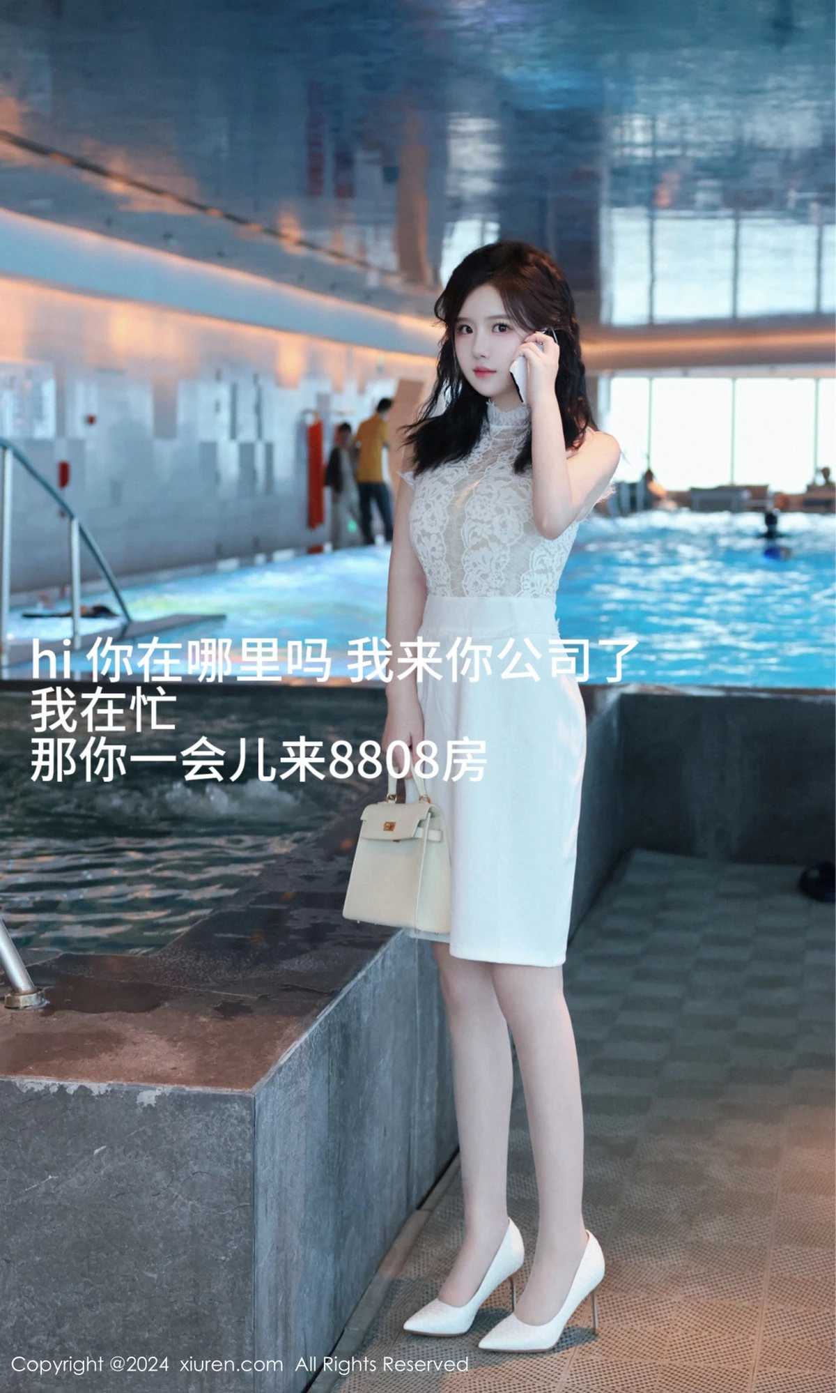 模特小薯条nienie性感白色连衣短裙配白丝袜秀完美身材诱惑写真75P-第1章-图片3