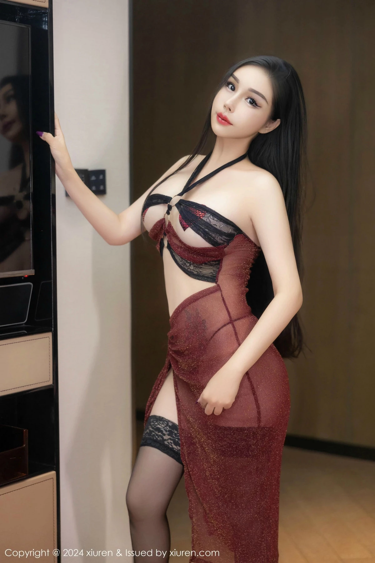 模特田冰冰性感黑色情趣服饰配黑丝袜半脱秀丰满身材诱惑写真65P-第1章-图片2