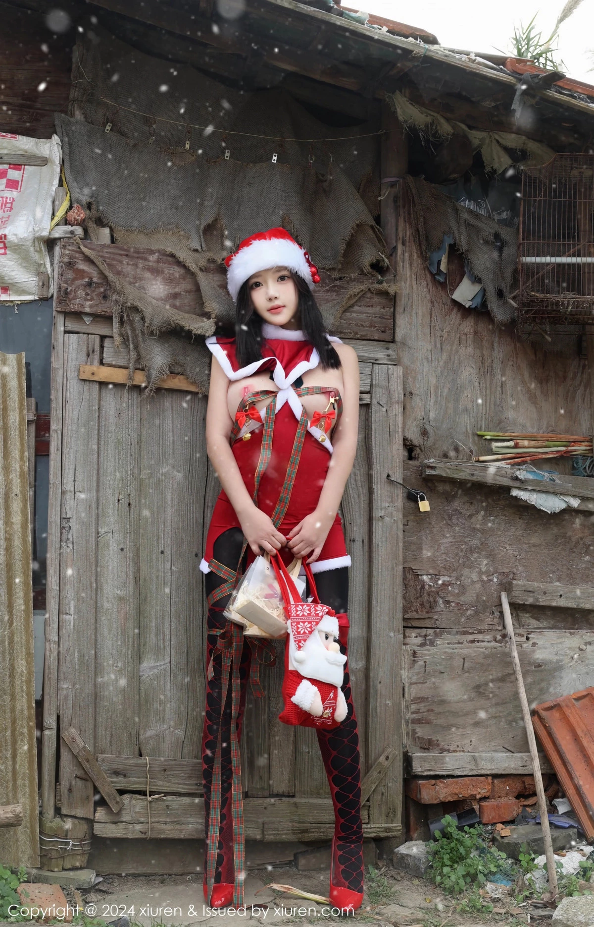 模特小薯条nienie户外圣诞主题性感情趣圣诞服饰惹火诱惑写真76P-第1章-图片1
