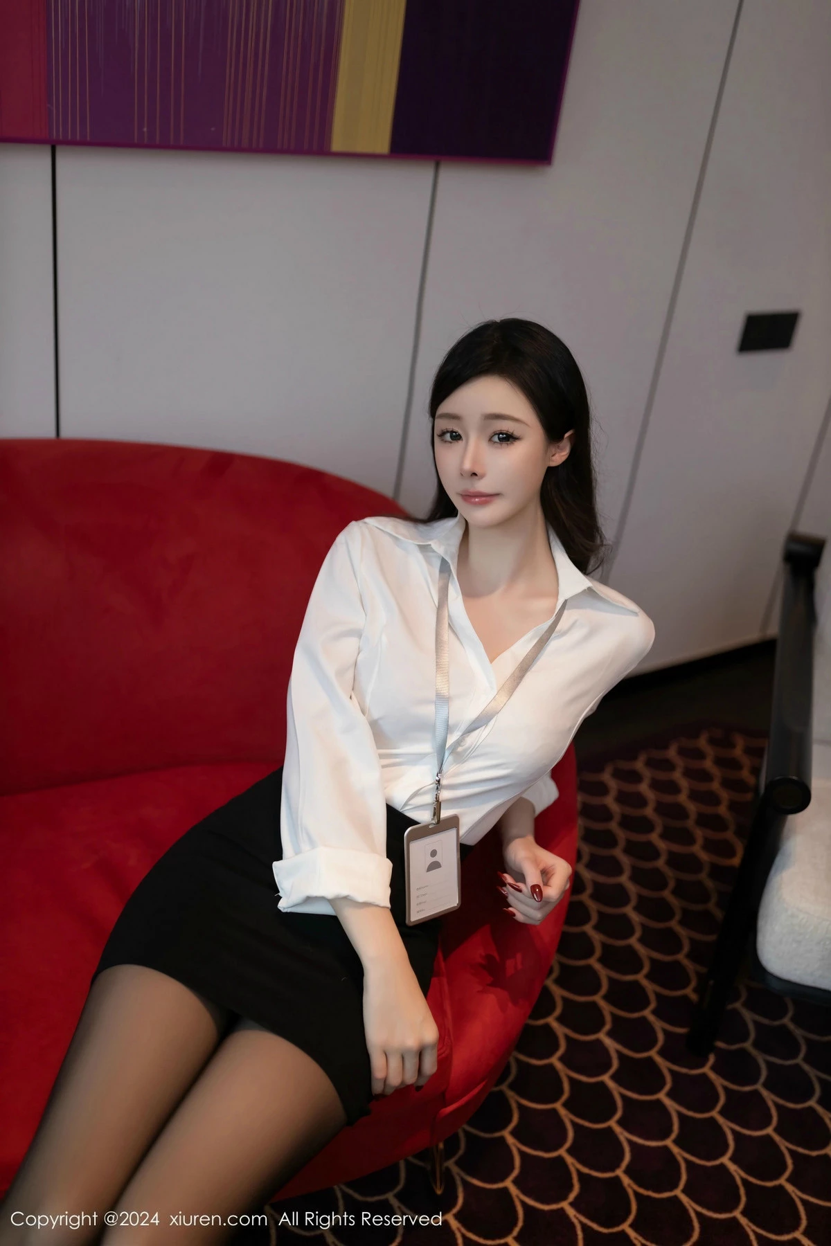 模特小逗逗性感白T配黑短裙露超薄黑丝秀曼妙身姿撩人诱惑写真80P-第1章-图片3