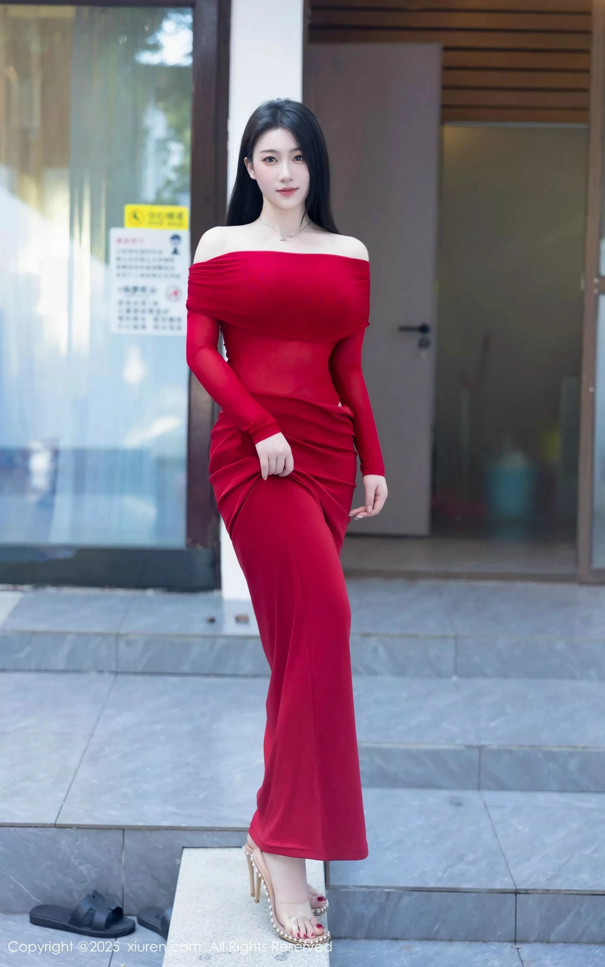 新人模特林昔予yorki泳池性感红色连衣裙秀凹凸身材迷人诱惑写真87P-第1章-图片1