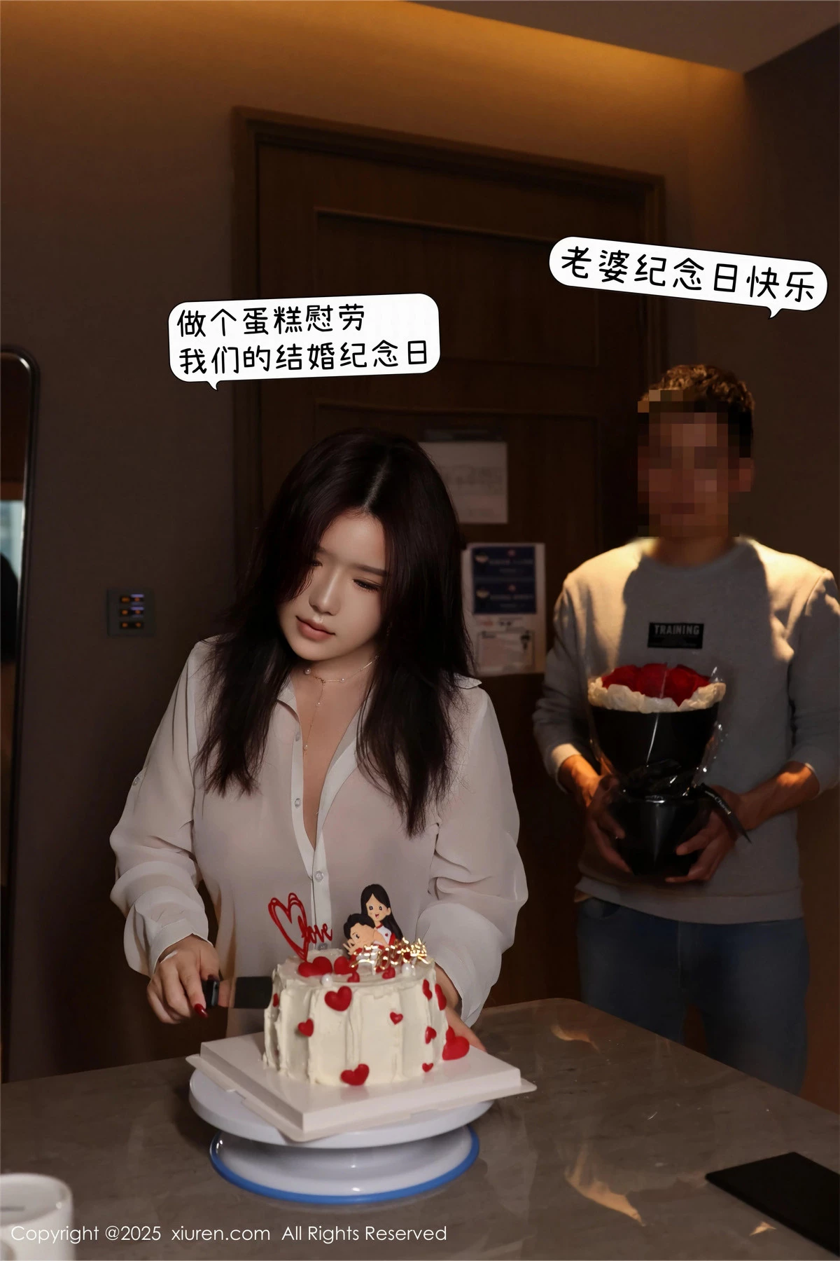 模特小薯条nienie纪念日主题性感白衬衫配超薄黑丝秀美腿诱惑写真106P-第1章-图片3