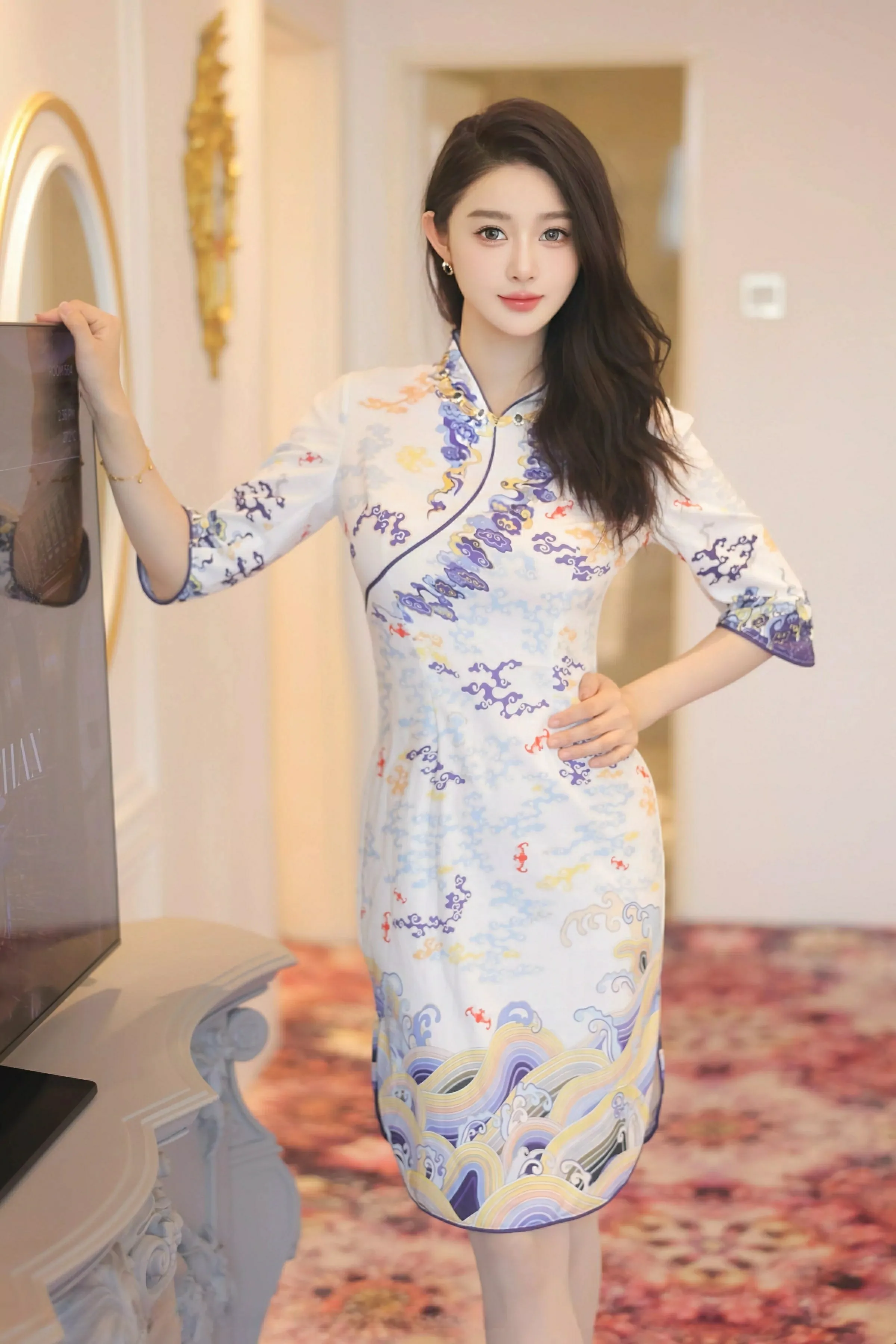 模特Candy糖糖性感空姐制服配超薄肉丝秀丰腴身姿撩人诱惑写真95P-第1章-图片1