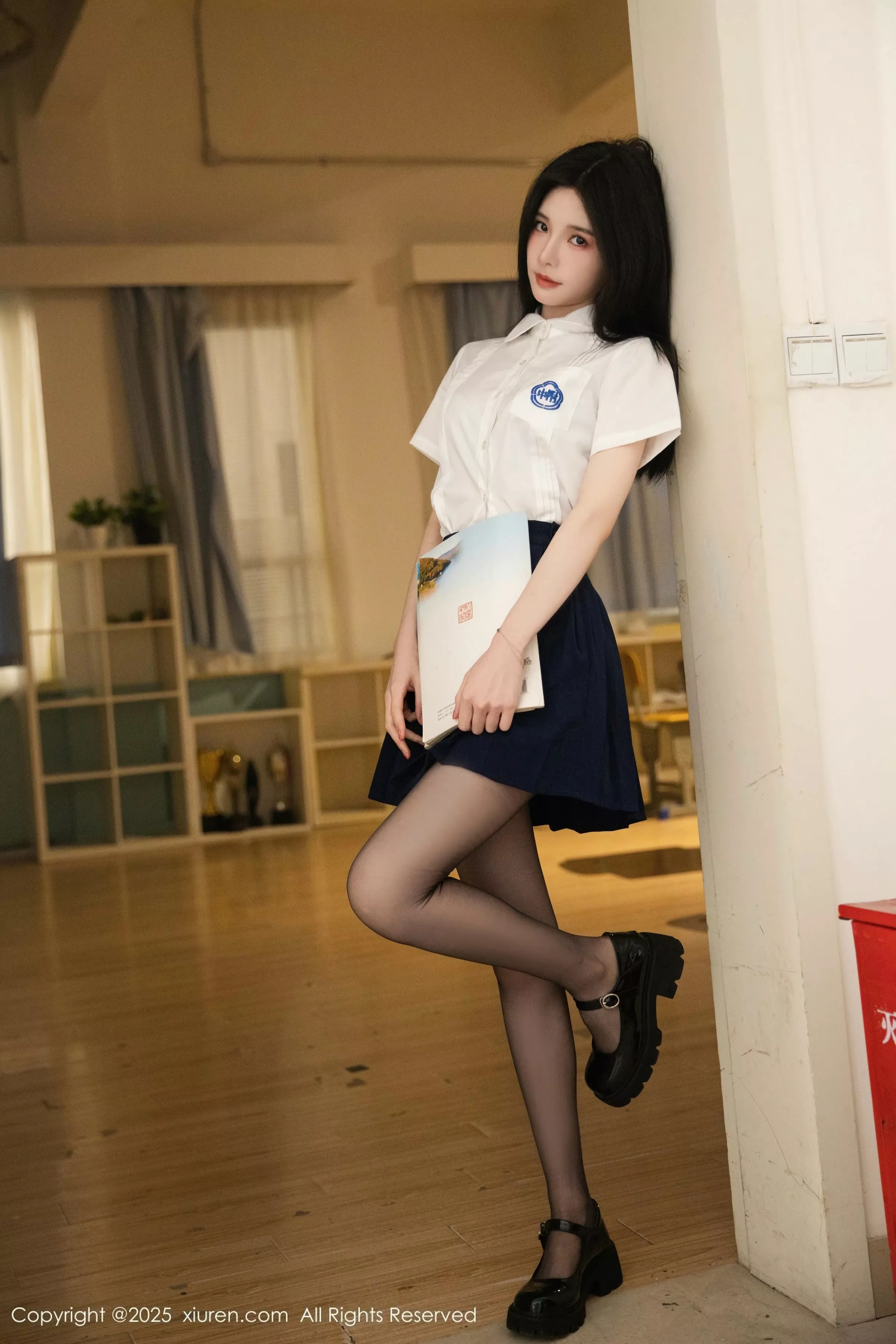 模特布丁wow性感JK制服露蕾丝内衣配超薄黑丝秀完美身材诱惑写真81P-第1章-图片1