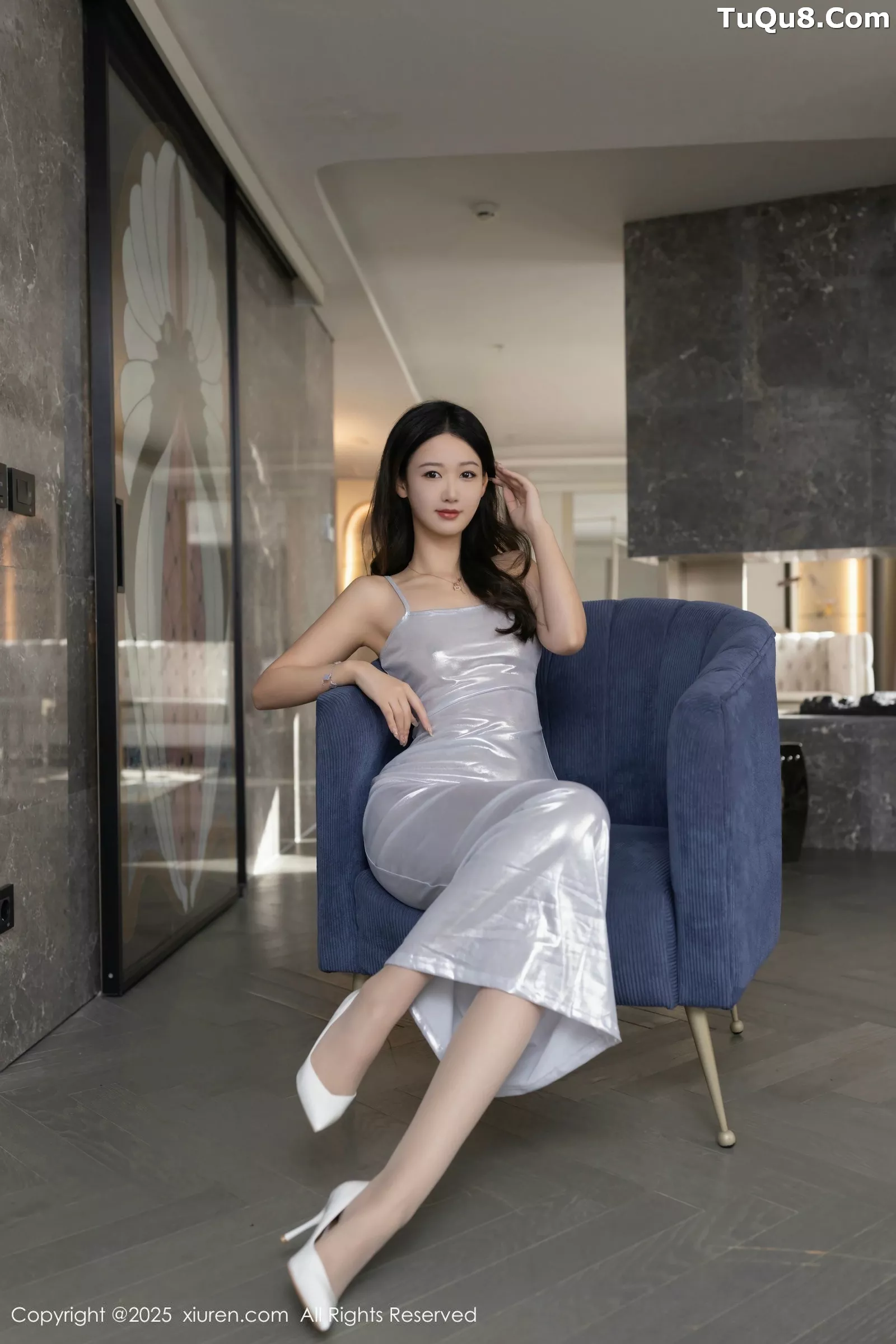 模特唐安琪性感银色连衣长裙配超薄无内肉丝秀曼妙身姿诱惑写真82P-第1章-图片2