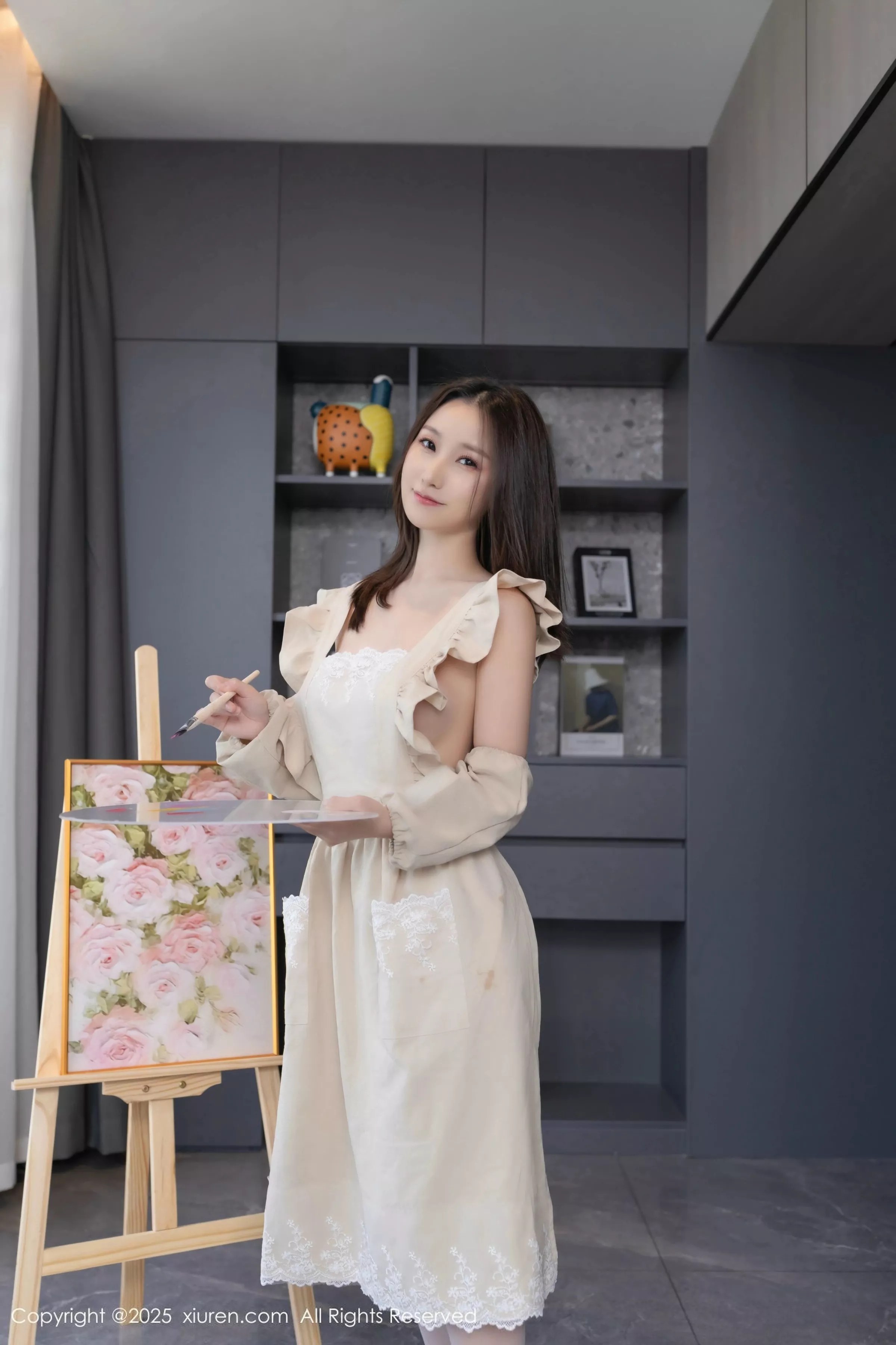 模特杏子Yada画家主题性感白色内衣配白丝袜秀曼妙身姿诱惑写真81P-第1章-图片1