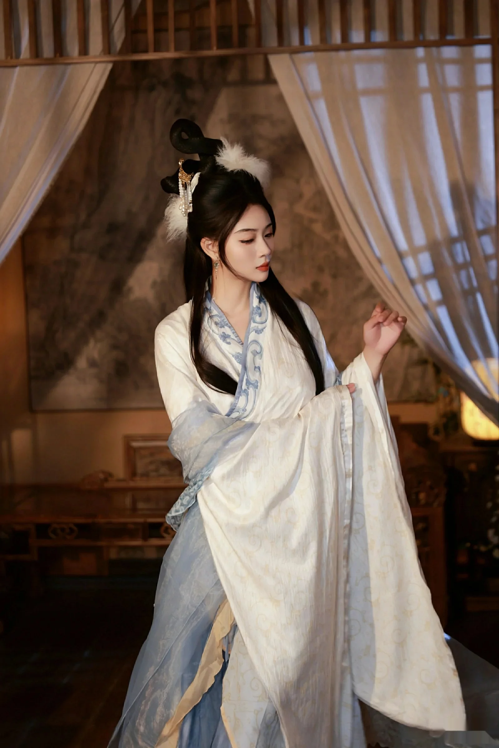 模特南乔中秋主题性感汉服装扮配超薄肉丝秀白嫩肌肤诱惑写真76P-第1章-图片3