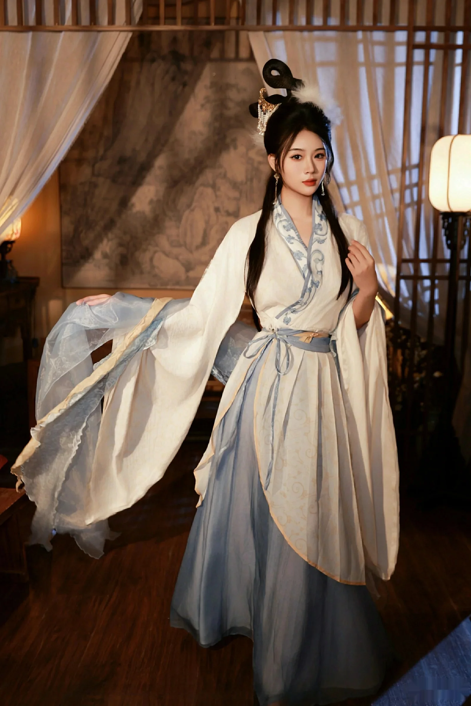 模特南乔中秋主题性感汉服装扮配超薄肉丝秀白嫩肌肤诱惑写真76P-第1章-图片2