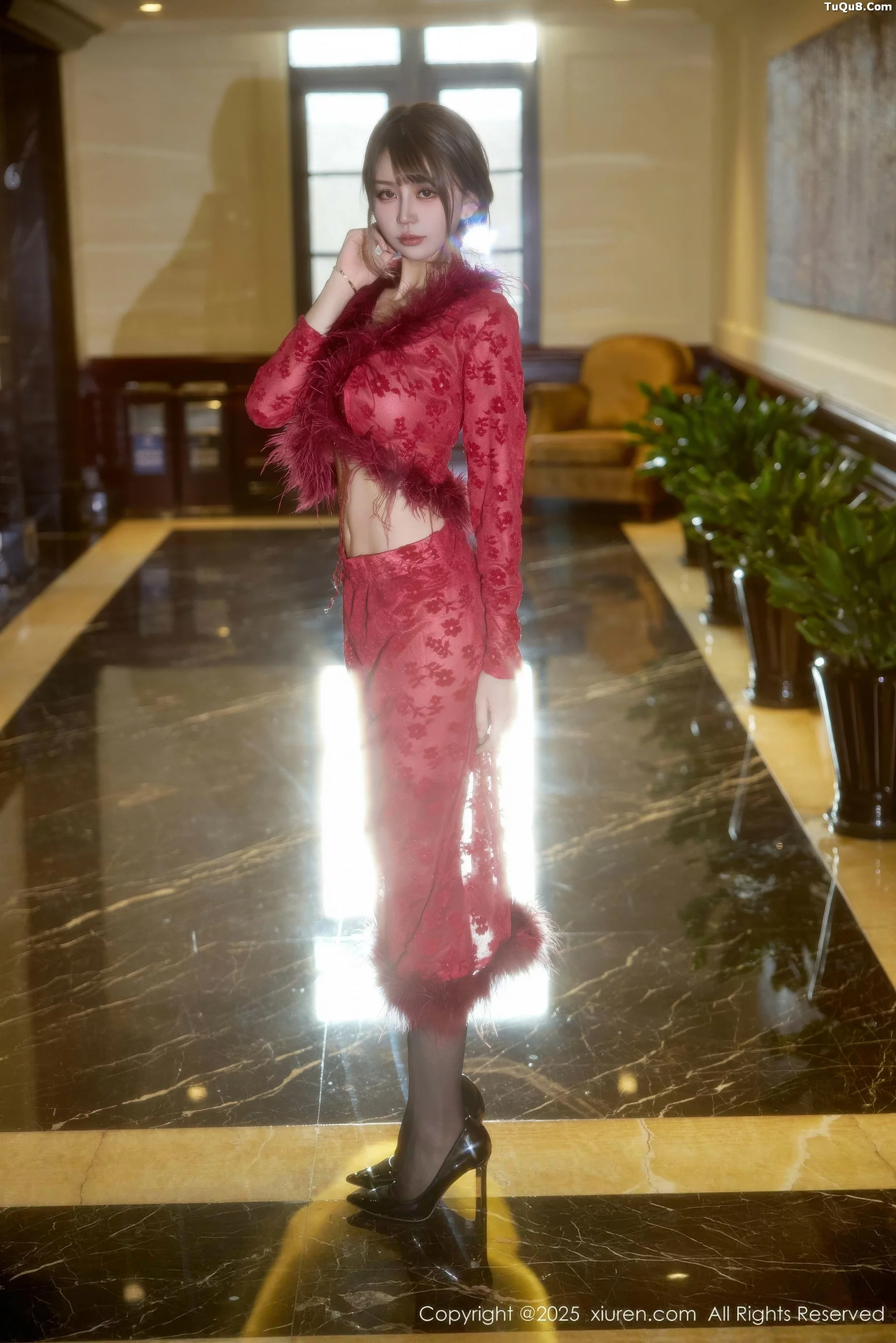 模特Zoe柚柚性感红色复古服饰配超薄黑丝秀凹凸身材诱惑写真52P-第1章-图片4