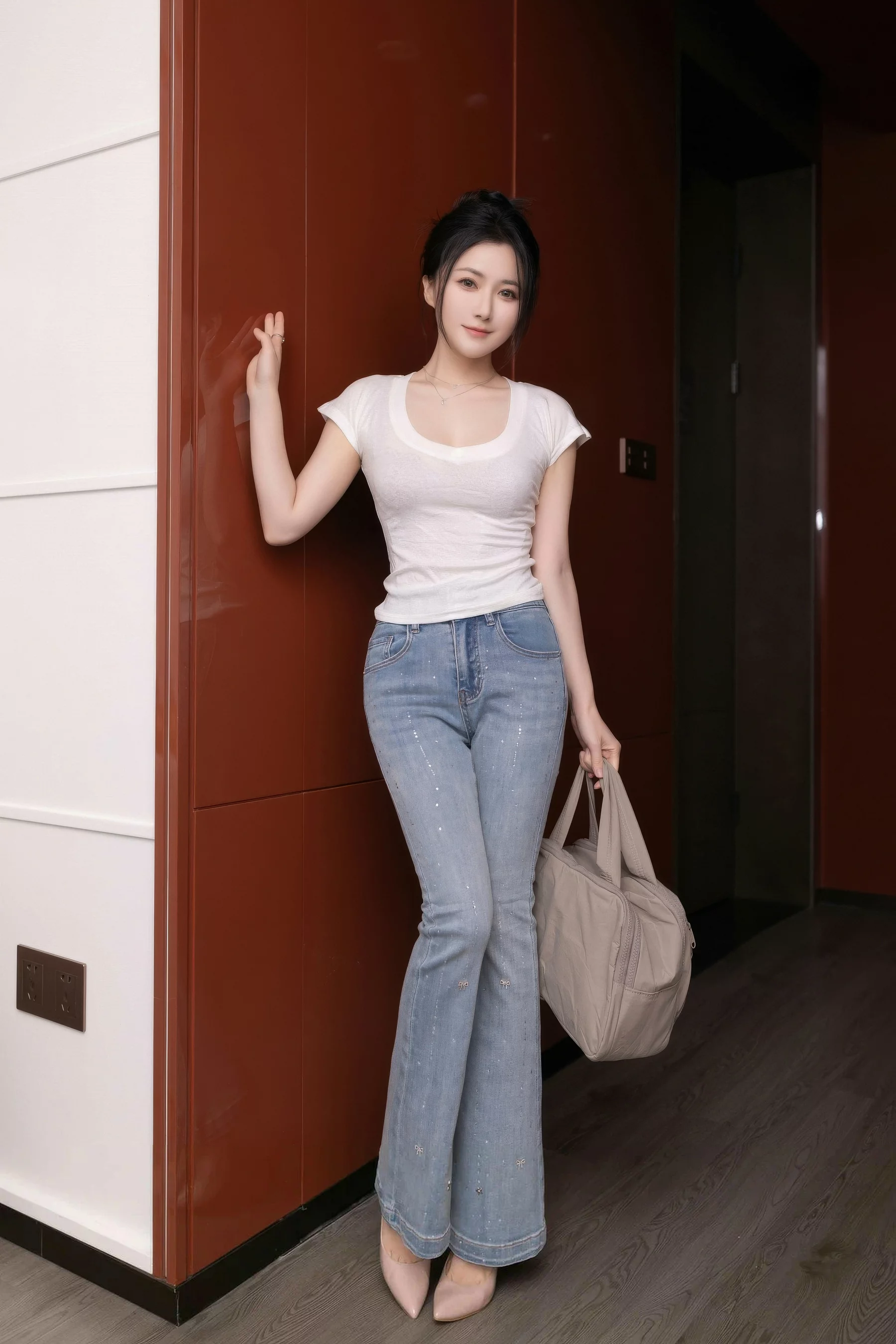 模特鱼子酱Fish性感暖灰蕾丝内衣配超薄肉丝秀曼妙身材诱惑写真76P-第1章-图片4