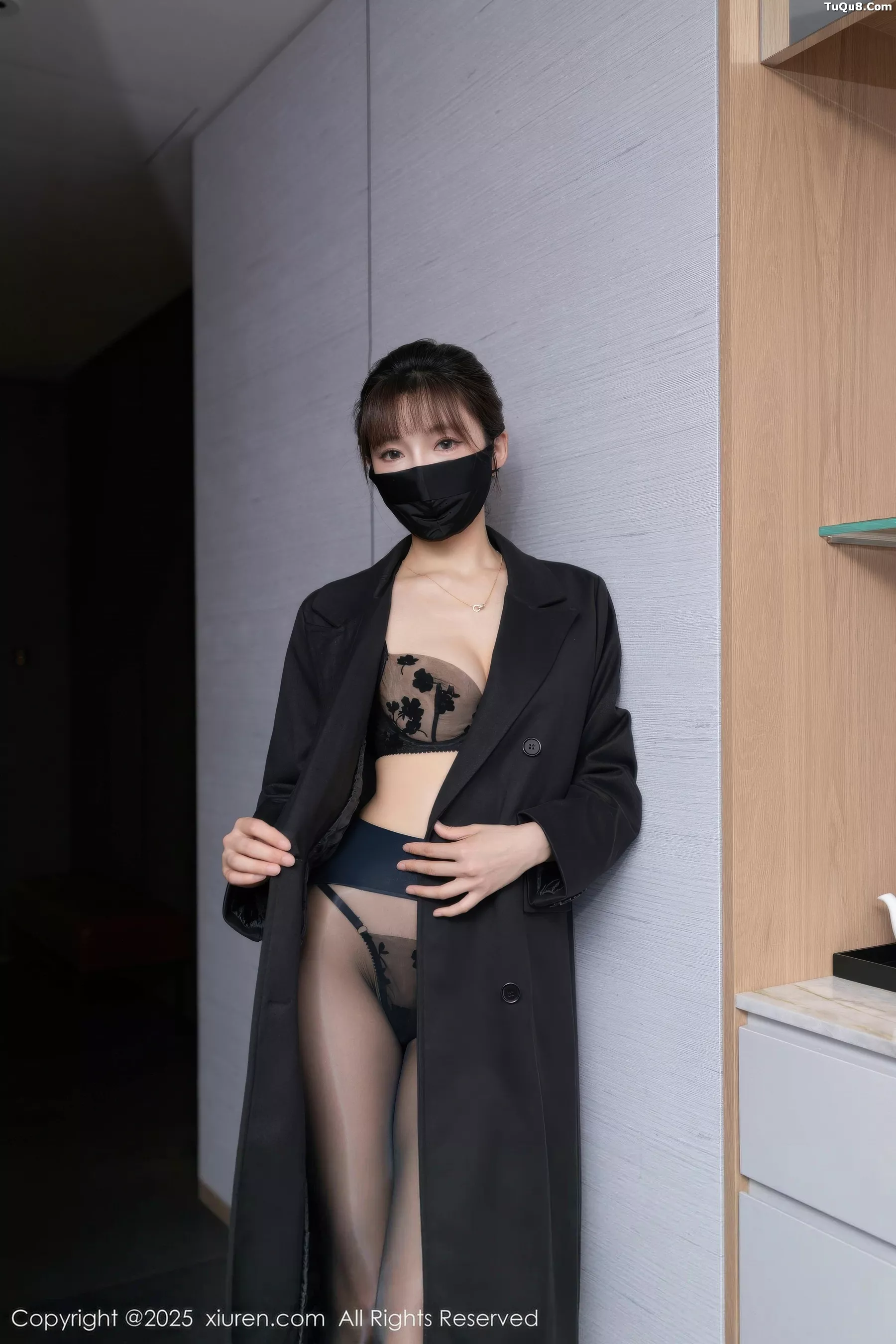 模特陆萱萱性感黑色风衣露黑色蕾丝内衣配超薄黑丝极致魅惑写真77P-第1章-图片4