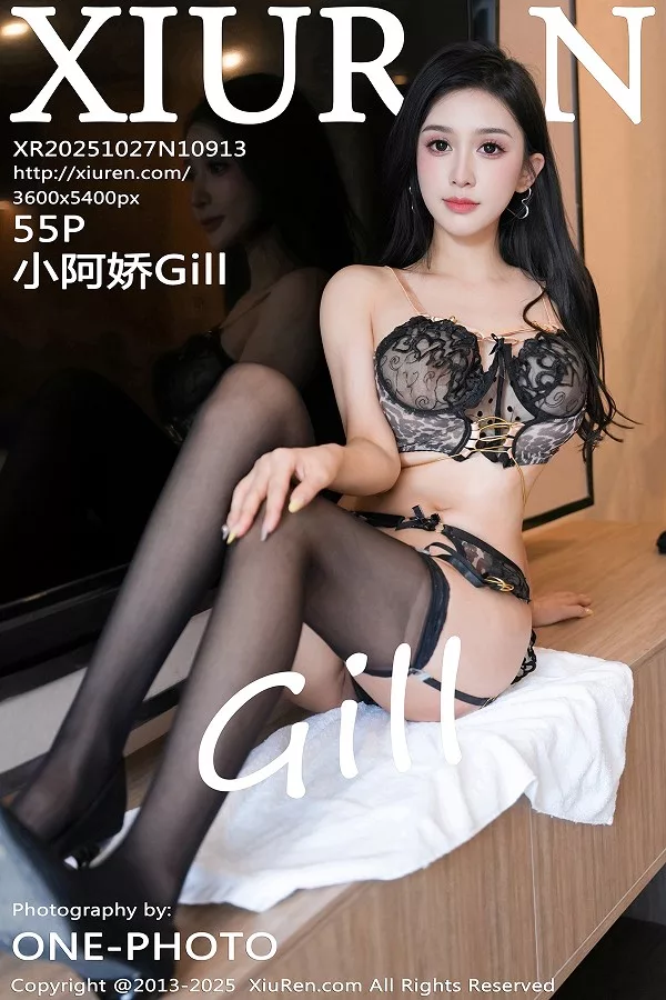 模特小阿娇Gill性感黑色情趣内衣配黑丝吊袜秀动人身姿诱惑写真55P